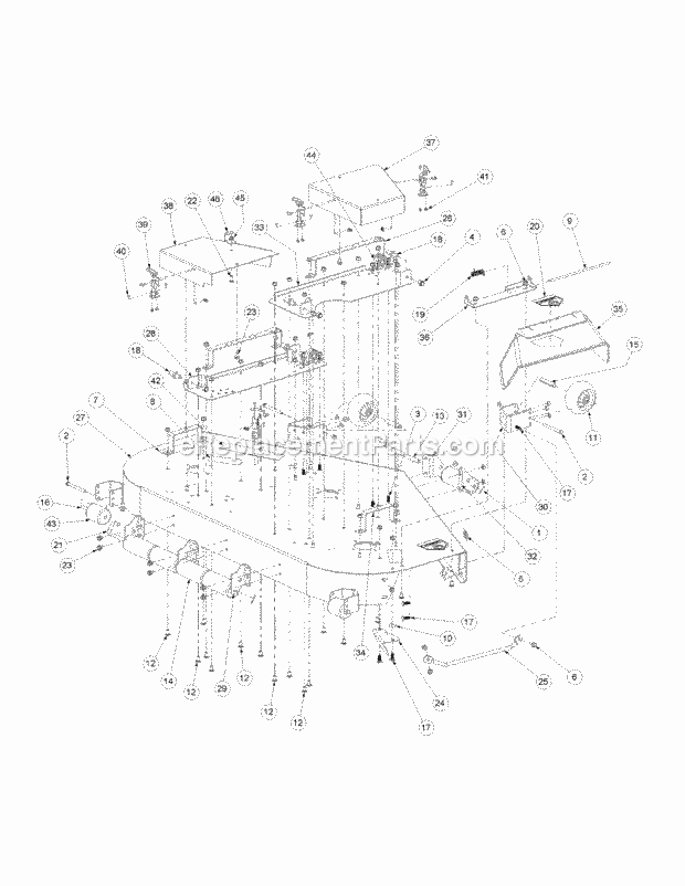 Fabricated Cutter Deck Diagram and Parts List for M60-KW 53CB5D8X750-25-HP-OHV Cub Cadet Lawn Tractor